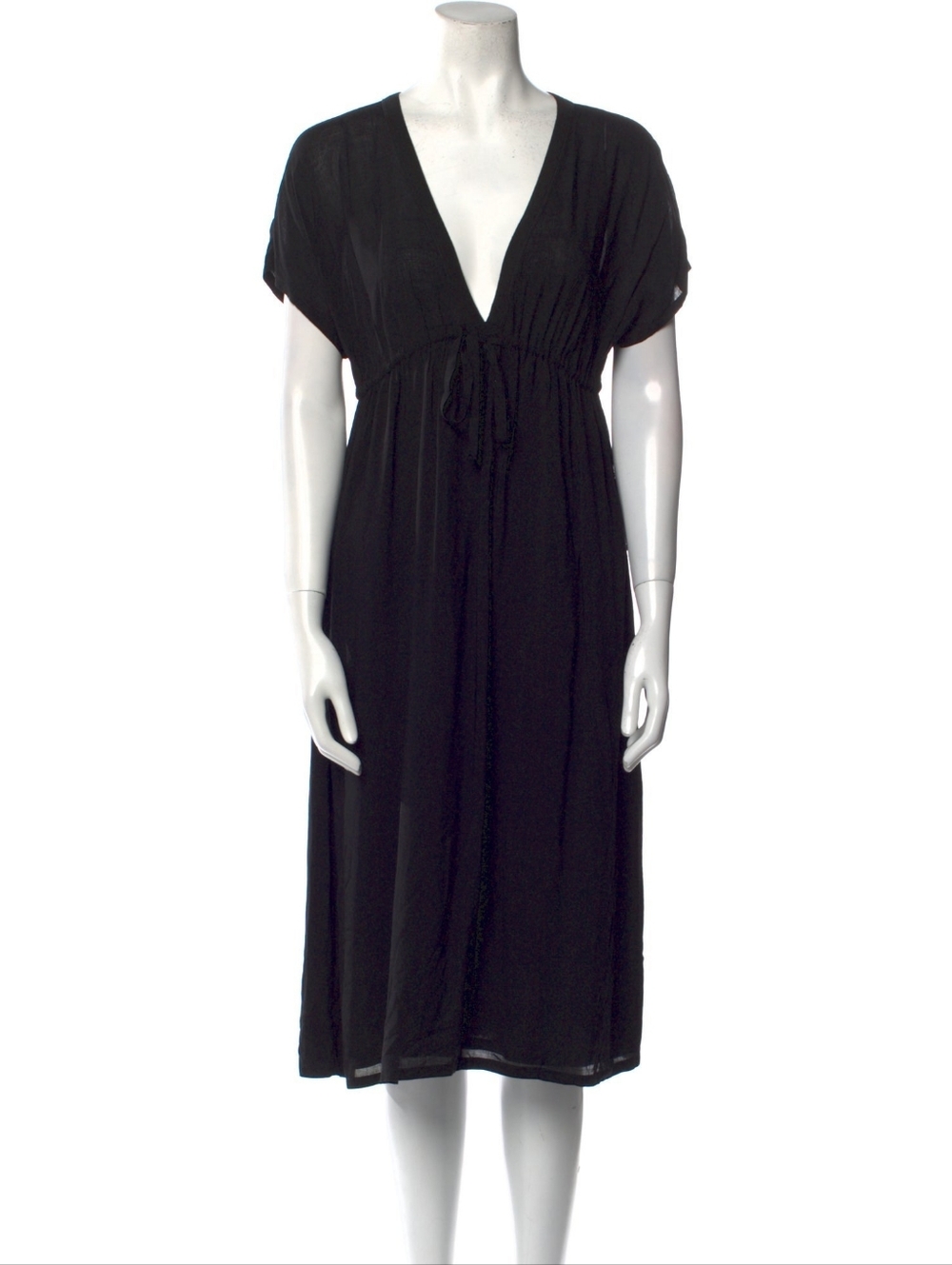 James Perse V-Neck Midi Dress Cinch Waist